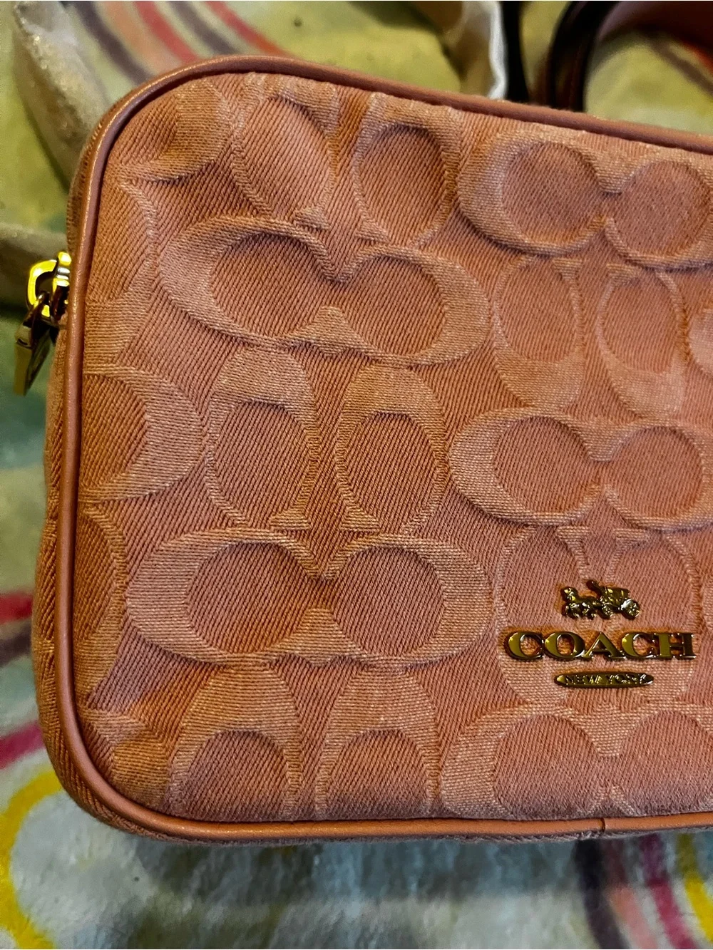 Coach Pink Signature Denim Carey Mini Bag And Wristlet - Picture 10 of 16